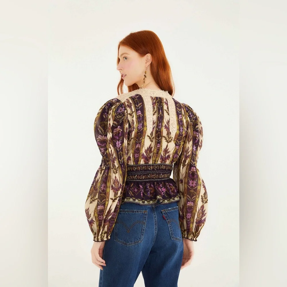 Farm Rio: Sand Embroidered Tapestry Long
Sleeve Blouse - Picture 2 of 10